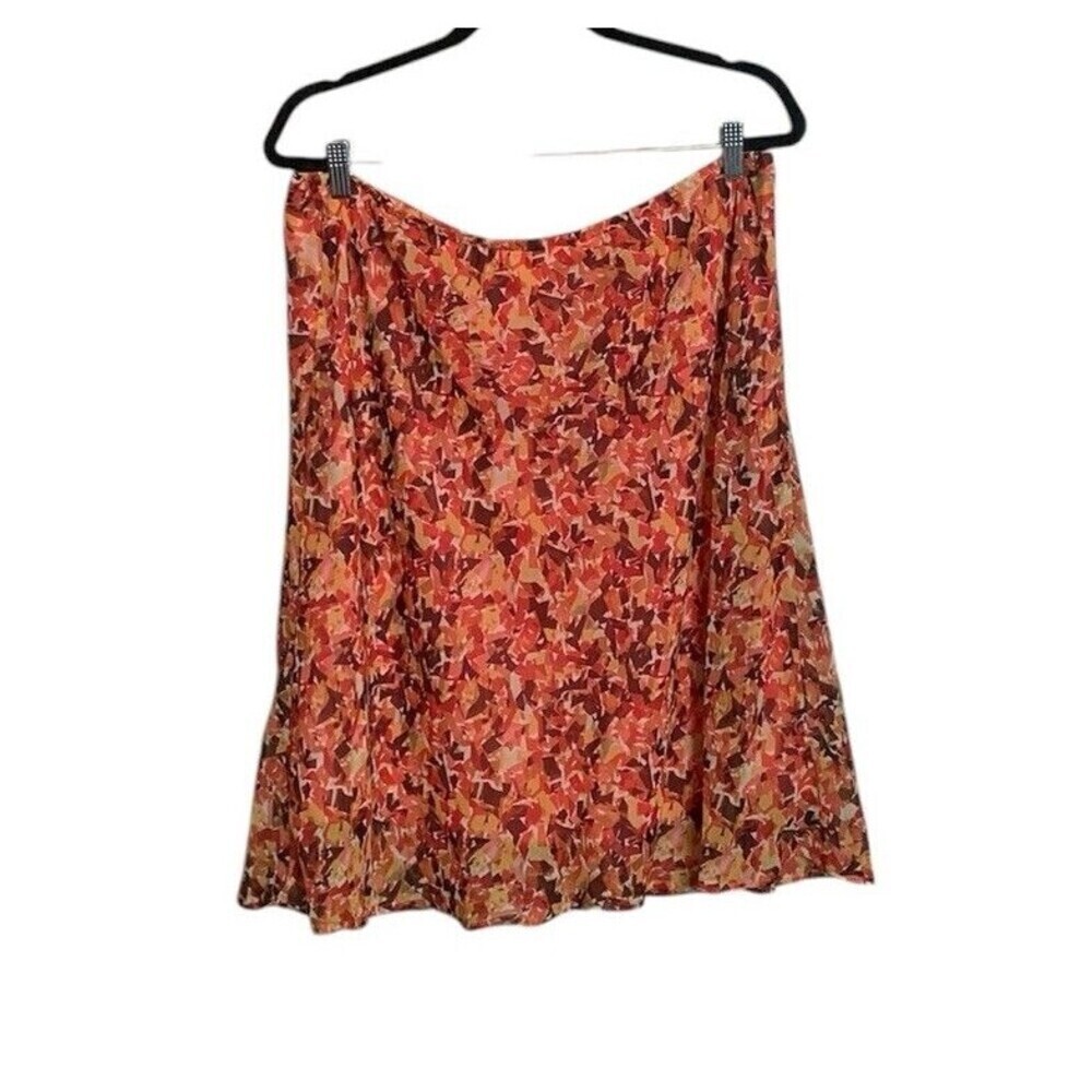Colorful Skirt Womens Size 16 Orange Red Brown Flirty Pull On Flowy Beach Party